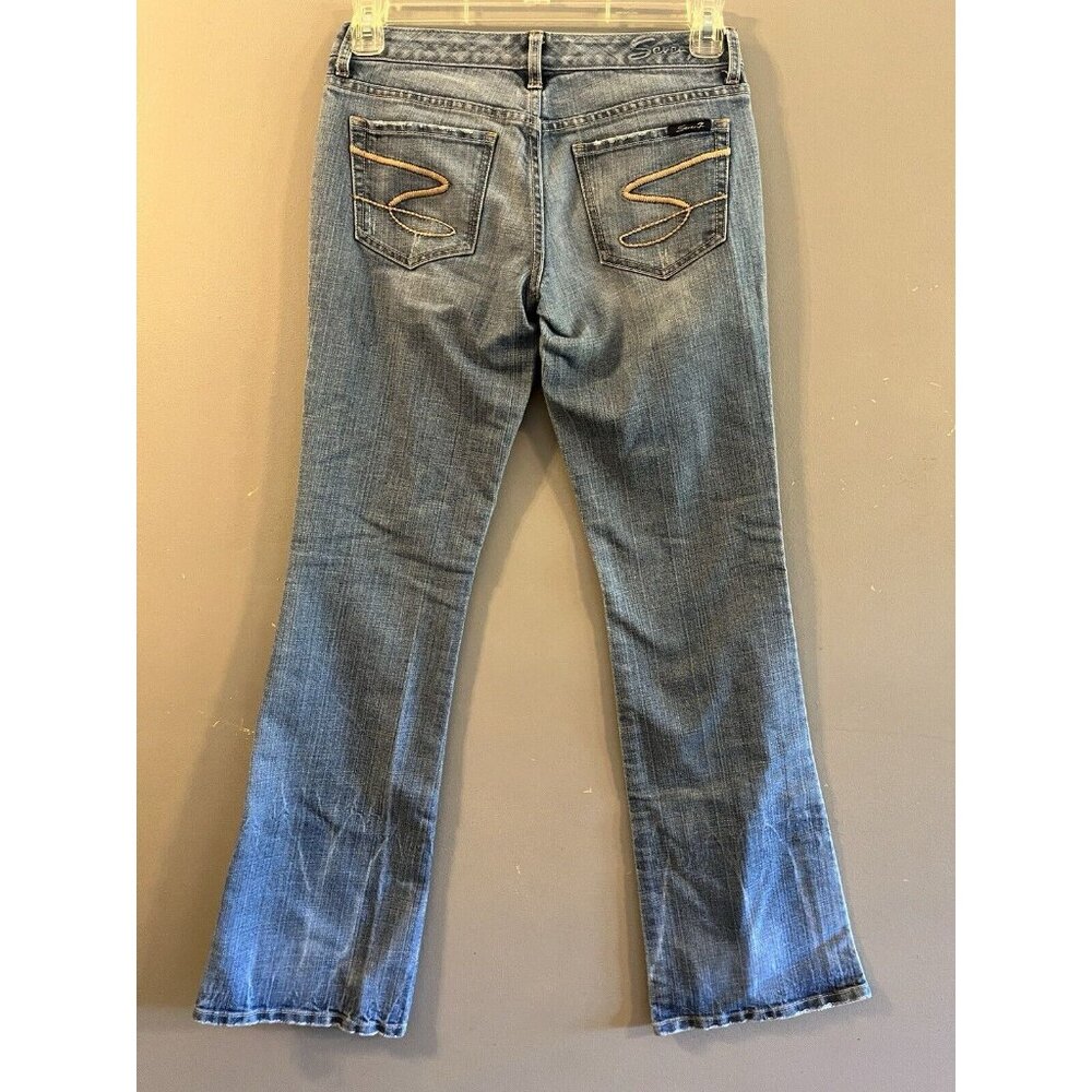 Seven 7 Womens Blue Jeans Flare Leg Size 27 denim - Picture 4 of 6